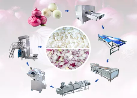 Peeled Onion Cutting Processing Line
