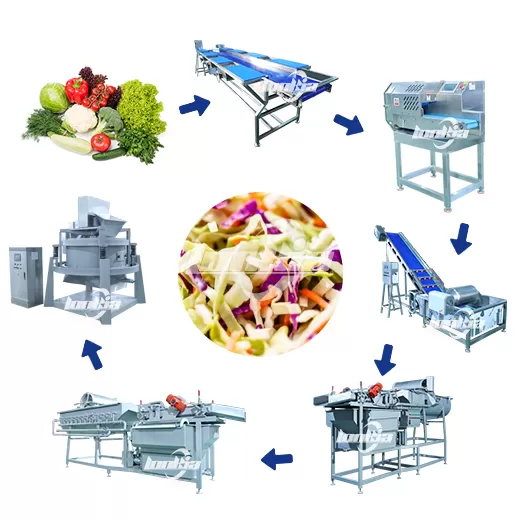 Vegetable Salad Washing Cutting Drying Line